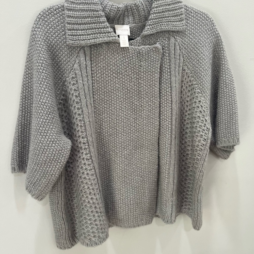 Chicos Short Sleeve Sweater Jacket - Size 1